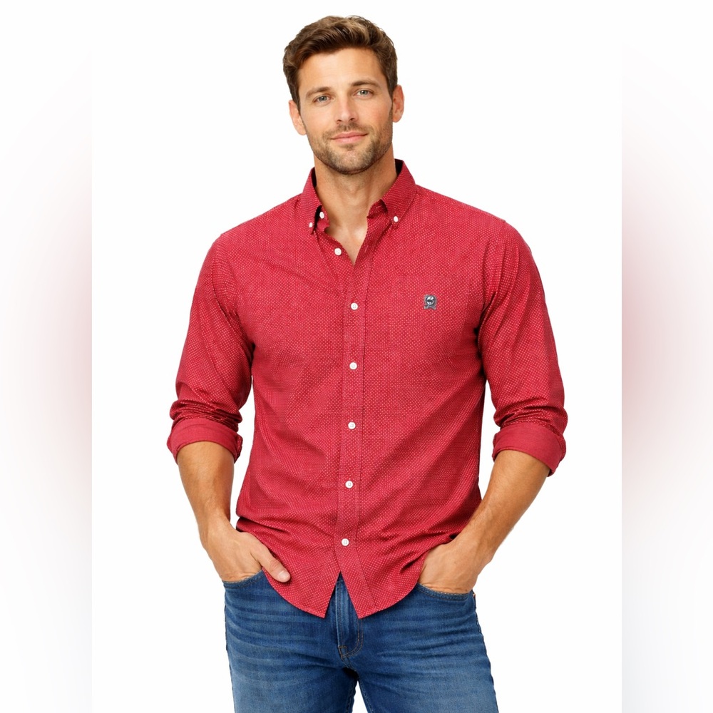 Cinch Shirt Men's‎ Size Small Western Rodeo Outdoor Geometric Button Down Red